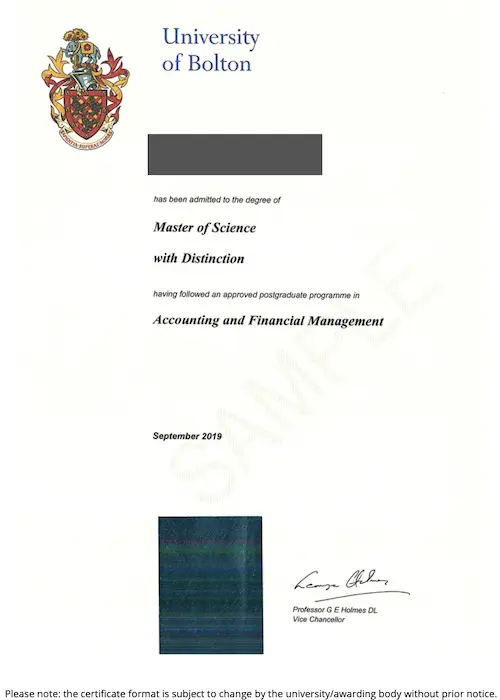 Sample-certificate-msc-finance-management-bolton